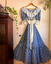 Load image into Gallery viewer, Authentic 1970’s Vintage Stormy Blue Floral Voile Gunne Sax maxi dress
