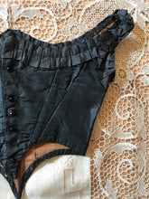 Load image into Gallery viewer, Antique Mourning black silk Swiss waist bodice
