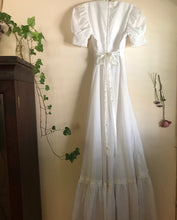 Load image into Gallery viewer, Beautiful 1970&#39;s vintage smocked white voile dress by Jody T
