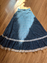 Load image into Gallery viewer, Authentic 1970’s vintage Teal Calico Gunne Sax Maxi skirt
