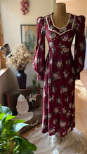 Load image into Gallery viewer, Authentic 1970&#39;s vintage burgundy rayon dress by Jody of California
