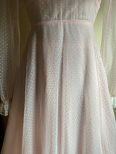 Load image into Gallery viewer, 1970’s Vintage Pale Pink Swiss Dot Chiffon Gown
