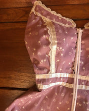 Load image into Gallery viewer, Authentic 1970&#39;s vintage Mauve pink Cherry print calico Gunne Sax sundress
