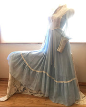 Load image into Gallery viewer, Authentic 1960&#39;s vintage Robins Egg Blue black label Gunne Sax dress
