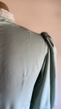 Load image into Gallery viewer, Sale~ Handmade 1970’s Vintage Sea Foam Green Calico Puff Sleeve Midi Dress
