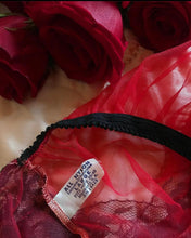 Load image into Gallery viewer, Authentic 1960’s vintage red chiffon and black lace panties
