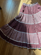 Load image into Gallery viewer, Authentic 1970’s vintage Burgundy Calico Gunne Sax Midi skirt
