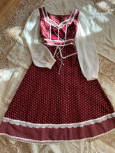 Load image into Gallery viewer, Darling Red Calico and velveteen Peplum Gunne Sax Midi Dress
