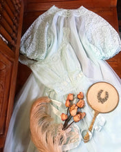 Load image into Gallery viewer, 1960’s Vintage mint green chiffon Vanity Fair peignoir nightgown and robe set

