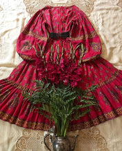 Load image into Gallery viewer, Vintage block print ballon sleeve dress
