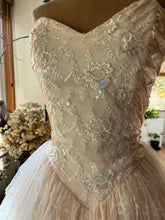 Load image into Gallery viewer, 1980’s Vintage Pink Lace and Sequin Strapless Gown by ZumZum
