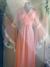 Load image into Gallery viewer, 1970’s Vintage Cantaloupe Angel Sleeve Dress
