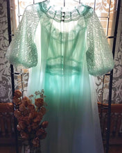 Load image into Gallery viewer, 1960’s Vintage mint green chiffon Vanity Fair peignoir nightgown and robe set
