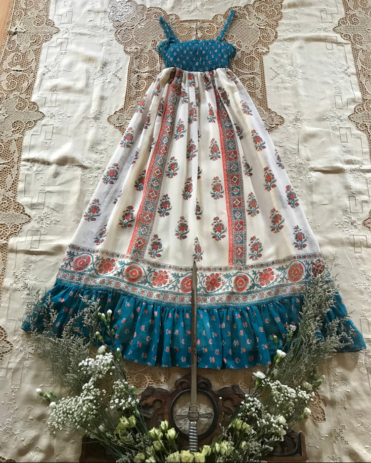 Authentic 1970’s vintage floral print voile Candi Jones maxi dress