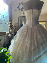 Load image into Gallery viewer, 1980’s Vintage Pink Lace and Sequin Strapless Gown by ZumZum
