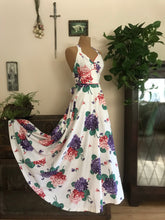 Load image into Gallery viewer, 1970’s vintage Sweet Peas and Cherries sundress by Jody T
