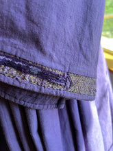 Load image into Gallery viewer, 1970’s Vintage purple cotton dress with old tribal embroidery
