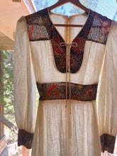 Load image into Gallery viewer, 1970’s vintage crepe and batik cotton dress by Vicky Vaughn
