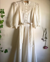 Load image into Gallery viewer, Authentic 1970&#39;s vintage ivory pintuck maxi dress by Candi Jones
