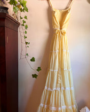 Load image into Gallery viewer, Beautiful 1970&#39;s vintage butter yellow voile Gunne Sax maxi sundress
