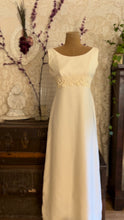 Load image into Gallery viewer, 1960’s Vintage Ivory Linen and Fern Lace Shift Dress and Trained Vest Bridal Set
