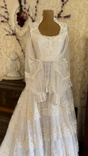 Load image into Gallery viewer, Dreamy 1970’s Vintage Lace and Pearl Wedding Gown with Train
