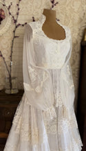 Load image into Gallery viewer, Dreamy 1970’s Vintage Lace and Pearl Wedding Gown with Train
