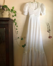 Load image into Gallery viewer, Beautiful 1970&#39;s vintage smocked white voile dress by Jody T
