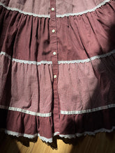 Load image into Gallery viewer, Authentic 1970’s vintage Burgundy Calico Gunne Sax Midi skirt
