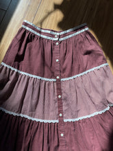 Load image into Gallery viewer, Authentic 1970’s vintage Burgundy Calico Gunne Sax Midi skirt
