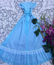Load image into Gallery viewer, Authentic 1970’s vintage sky blue voile maxi dress
