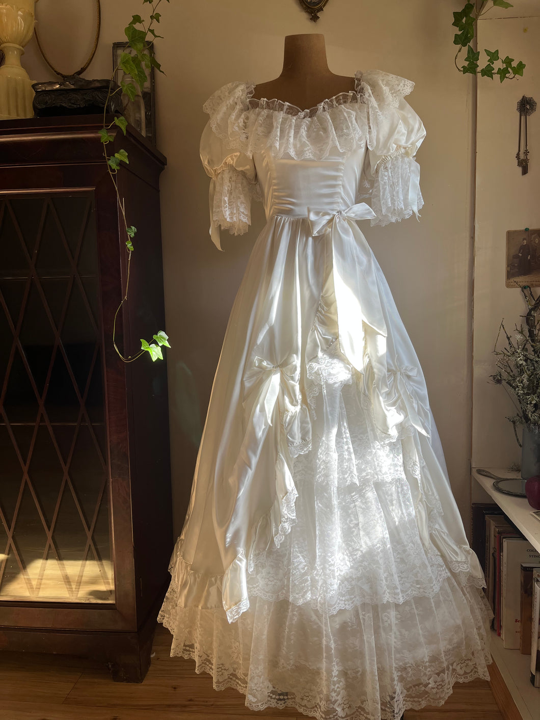 1980’s Vintage White Satin Gown by Zum Zum