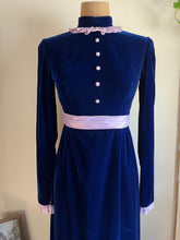 Load image into Gallery viewer, Sale~ Gorgeous 1960’s Vintage Cobalt Blue Velvet Maxi Dress
