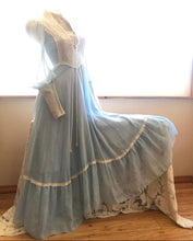 Load image into Gallery viewer, Authentic 1960&#39;s vintage Robins Egg Blue black label Gunne Sax dress

