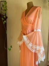 Load image into Gallery viewer, 1970’s Vintage Cantaloupe Angel Sleeve Dress
