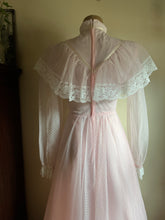 Load image into Gallery viewer, 1970’s Vintage Pale Pink Swiss Dot Chiffon Gown
