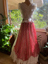 Load image into Gallery viewer, 1970’s 1980’s Vintage Magana Baptiste Lurex Striped Chiffon and Sequin Costume Skirt
