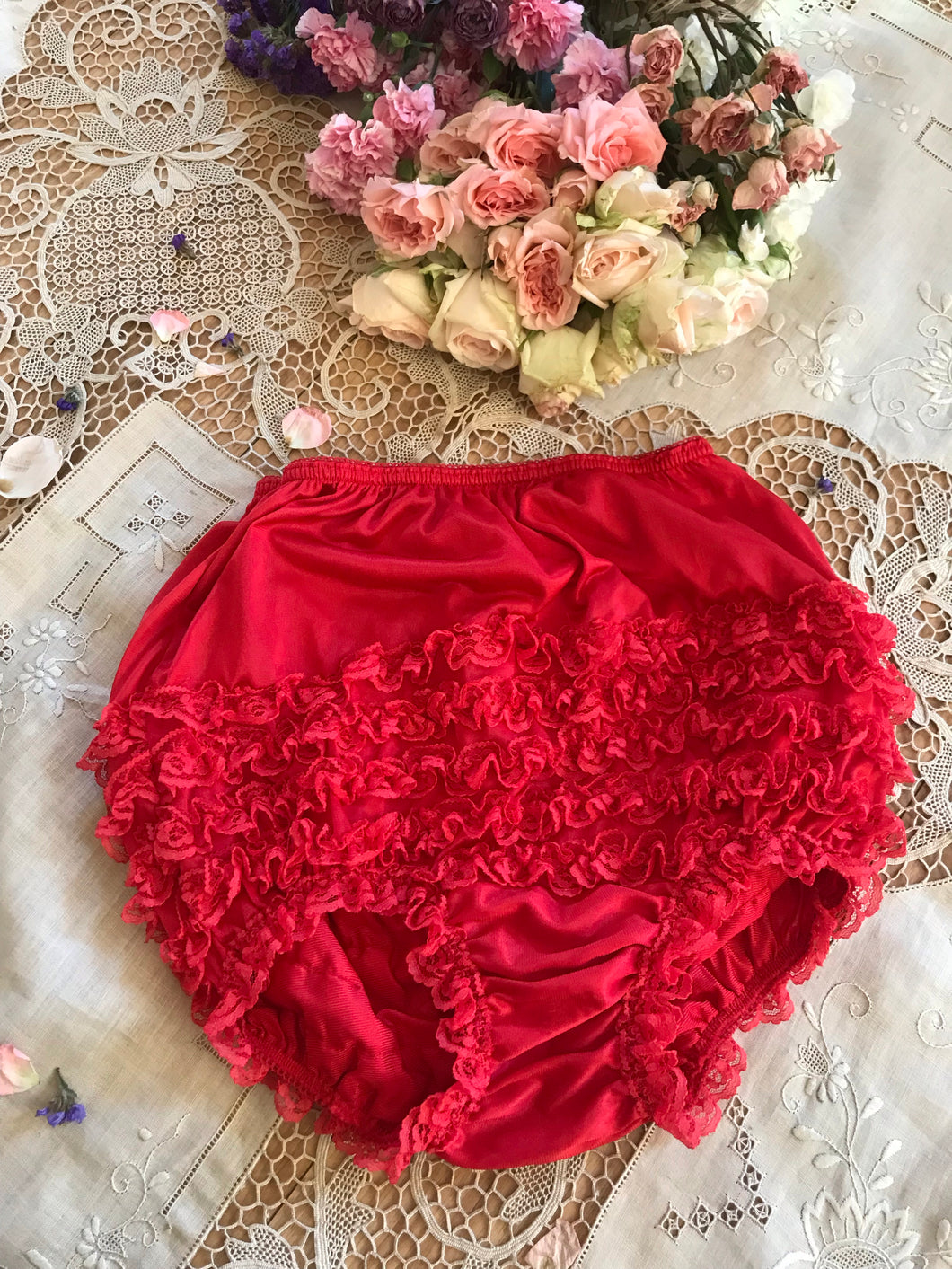 Authentic 1970’s vintage red ruffle panties by Fantasia
