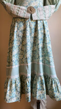 Load image into Gallery viewer, Sale~ Handmade 1970’s Vintage Sea Foam Green Calico Puff Sleeve Midi Dress
