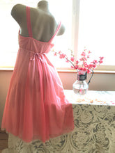 Load image into Gallery viewer, Authentic 1950’s coral pink chiffon peignoir nightgown and robe set
