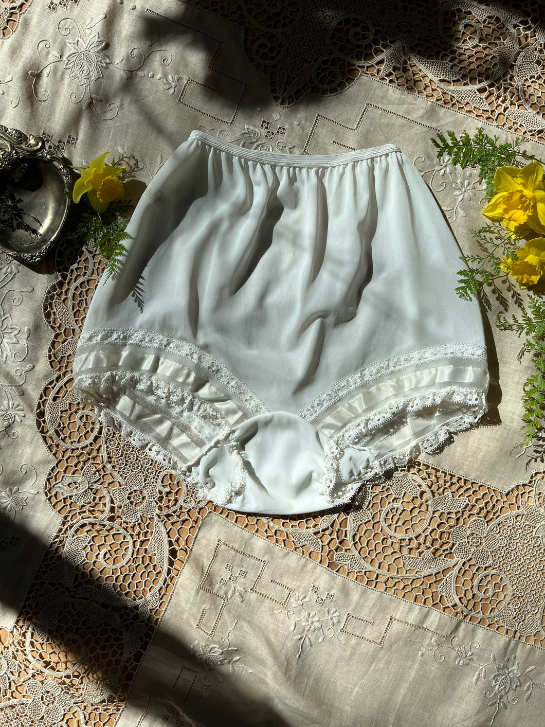 Authentic 1950’s vintage Michelene White Nylon and Lace Granny Panties
