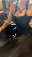 Load image into Gallery viewer, Authentic 1970’s Vintage Black Taffeta Strapless Gunne Sax Dress
