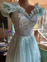 Load image into Gallery viewer, 1970’s Vintage Ice Blue Striped Voile Dress by Roberta
