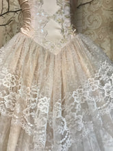 Load image into Gallery viewer, 1980’s Vintage Pink Lace and Sequin Strapless Gown by ZumZum

