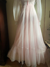 Load image into Gallery viewer, 1970’s Vintage Pale Pink Swiss Dot Chiffon Gown
