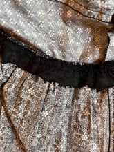 Load image into Gallery viewer, Authentic 1970&#39;s vintage black snowflake calico Gunne Sax maxi sundress
