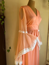 Load image into Gallery viewer, 1970’s Vintage Cantaloupe Angel Sleeve Dress
