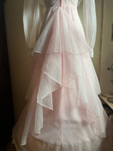 Load image into Gallery viewer, 1970’s Vintage Pale Pink Swiss Dot Chiffon Gown
