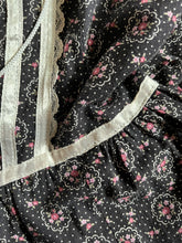 Load image into Gallery viewer, Authentic 1970’s Vintage Black Calico Gunne Sax Maxi Dress
