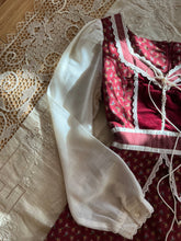 Load image into Gallery viewer, Darling Red Calico and velveteen Peplum Gunne Sax Midi Dress
